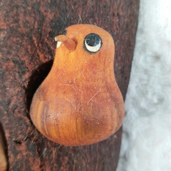 Rare Vintage Hanging Wooden Wall Decor with 3 Baby Birds Indoor Outdoor - Picture 7 of 9